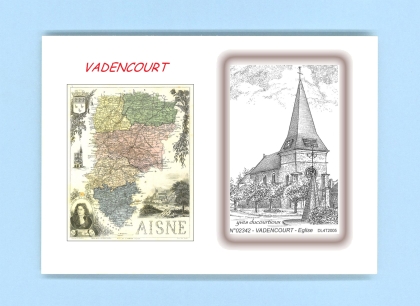 Cartes Postales impression Noir avec dpartement sur la ville de VADENCOURT Titre : eglise
