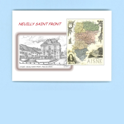 Cartes Postales impression Noir avec dpartement sur la ville de NEUILLY ST FRONT Titre : place de la mairie