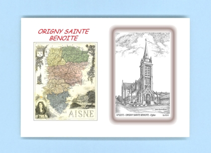 Cartes Postales impression Noir avec dpartement sur la ville de ORIGNY STE BENOITE Titre : eglise