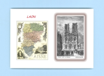 Cartes Postales impression Noir avec dpartement sur la ville de LAON Titre : la cathedrale