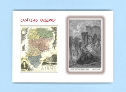Cartes Postales impression Noir avec dpartement sur la ville de CHATEAU THIERRY Titre : ruines