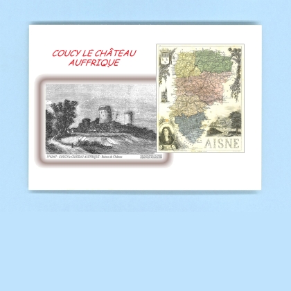 Cartes Postales impression Noir avec dpartement sur la ville de COUCY LE CHATEAU AUFFRIQUE Titre : ruines du chateau