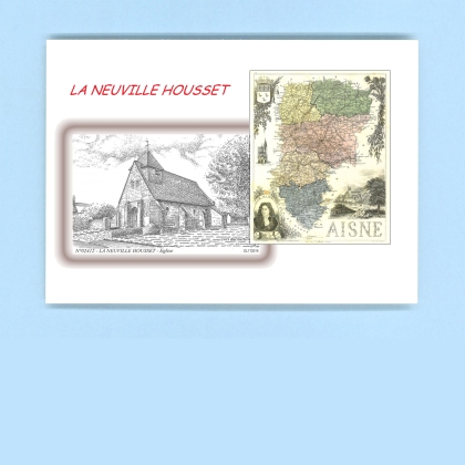 Cartes Postales impression Noir avec dpartement sur la ville de LA NEUVILLE HOUSSET Titre : eglise