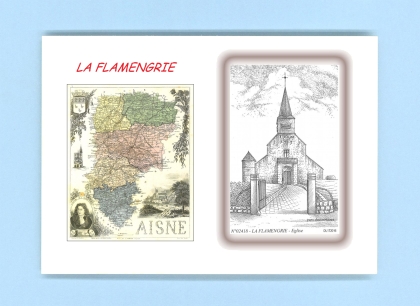 Cartes Postales impression Noir avec dpartement sur la ville de LA FLAMENGRIE Titre : eglise