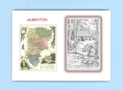 Cartes Postales impression Noir avec dpartement sur la ville de AUBENTON Titre : lavoir de buirefontaine