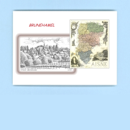 Cartes Postales impression Noir avec dpartement sur la ville de BRUNEHAMEL Titre : vue