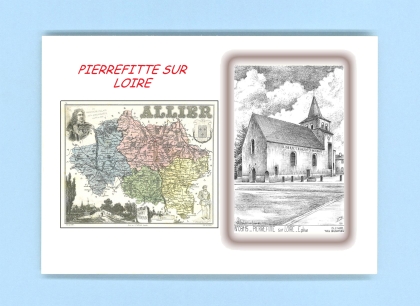 Cartes Postales impression Noir avec dpartement sur la ville de PIERREFITTE SUR LOIRE Titre : eglise
