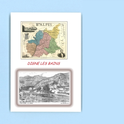 Cartes Postales impression Noir avec dpartement sur la ville de DIGNE LES BAINS Titre : vue