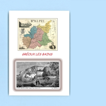 Cartes Postales impression Noir avec dpartement sur la ville de GREOUX LES BAINS Titre : chateau