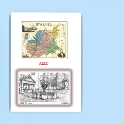 Cartes Postales impression Noir avec dpartement sur la ville de RIEZ Titre : fontaine