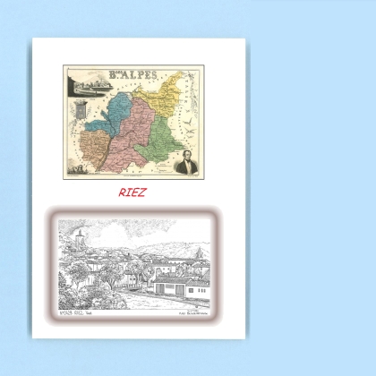 Cartes Postales impression Noir avec dpartement sur la ville de RIEZ Titre : vue
