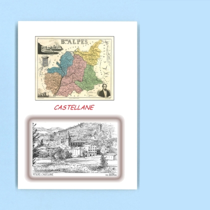 Cartes Postales impression Noir avec dpartement sur la ville de CASTELLANE Titre : vue