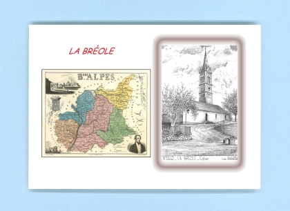 Cartes Postales impression Noir avec dpartement sur la ville de LA BREOLE Titre : eglise