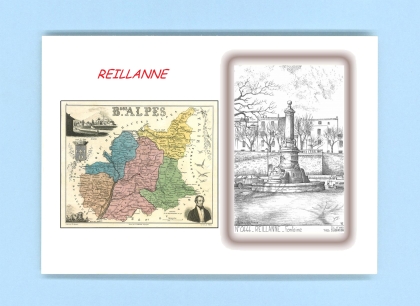 Cartes Postales impression Noir avec dpartement sur la ville de REILLANNE Titre : fontaine