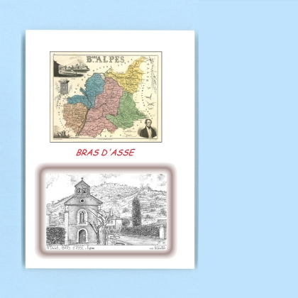 Cartes Postales impression Noir avec dpartement sur la ville de BRAS D ASSE Titre : eglise
