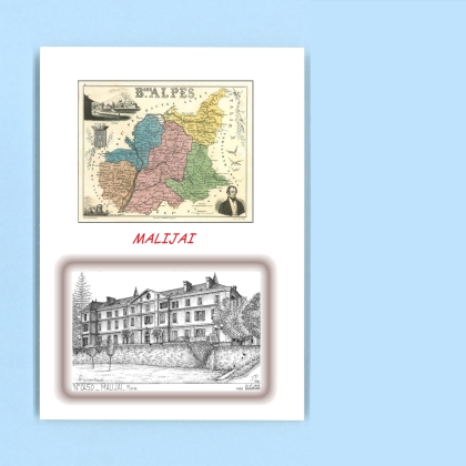 Cartes Postales impression Noir avec dpartement sur la ville de MALIJAI Titre : mairie