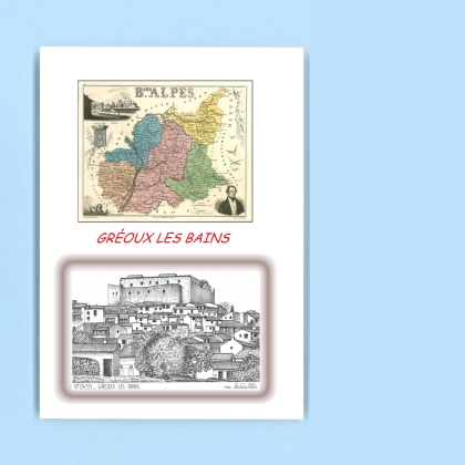 Cartes Postales impression Noir avec dpartement sur la ville de GREOUX LES BAINS Titre : vue