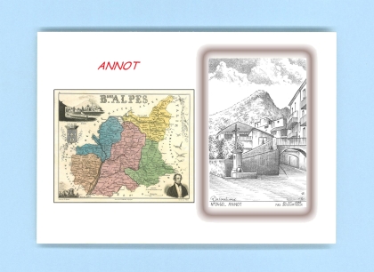Cartes Postales impression Noir avec dpartement sur la ville de ANNOT Titre : vue