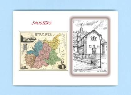Cartes Postales impression Noir avec dpartement sur la ville de JAUSIERS Titre : eglise