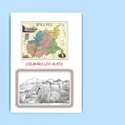 Cartes Postales impression Noir avec dpartement sur la ville de COLMARS LES ALPES Titre : le fort