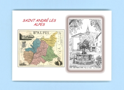 Cartes Postales impression Noir avec dpartement sur la ville de ST ANDRE LES ALPES Titre : place de l eglise