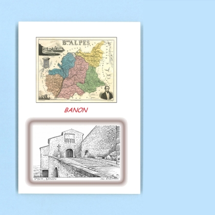 Cartes Postales impression Noir avec dpartement sur la ville de BANON Titre : vue