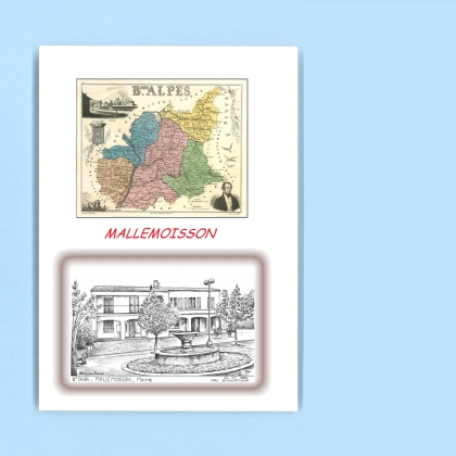 Cartes Postales impression Noir avec dpartement sur la ville de MALLEMOISSON Titre : mairie