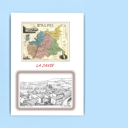 Cartes Postales impression Noir avec dpartement sur la ville de LA JAVIE Titre : vue