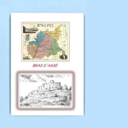 Cartes Postales impression Noir avec dpartement sur la ville de BRAS D ASSE Titre : le vieux village