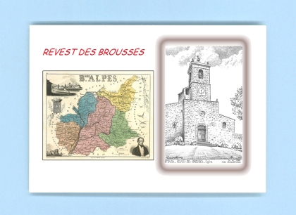Cartes Postales impression Noir avec dpartement sur la ville de REVEST DES BROUSSES Titre : eglise
