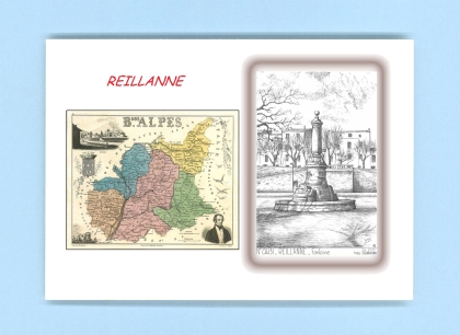 Cartes Postales impression Noir avec dpartement sur la ville de REILLANNE Titre : fontaine