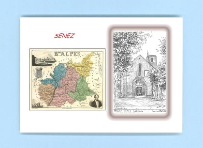 Cartes Postales impression Noir avec dpartement sur la ville de SENEZ Titre : cathedrale