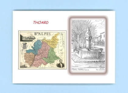 Cartes Postales impression Noir avec dpartement sur la ville de THOARD Titre : fontaine