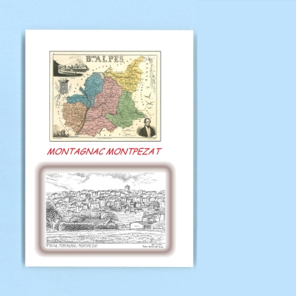 Cartes Postales impression Noir avec dpartement sur la ville de MONTAGNAC MONTPEZAT Titre : vue