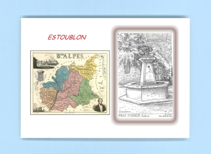 Cartes Postales impression Noir avec dpartement sur la ville de ESTOUBLON Titre : fontaine