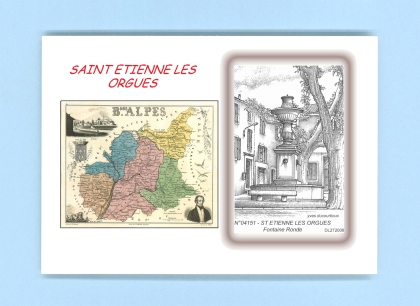 Cartes Postales impression Noir avec dpartement sur la ville de ST ETIENNE LES ORGUES Titre : fontaine ronde