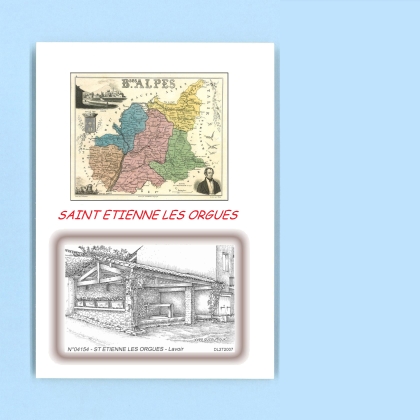 Cartes Postales impression Noir avec dpartement sur la ville de ST ETIENNE LES ORGUES Titre : lavoir