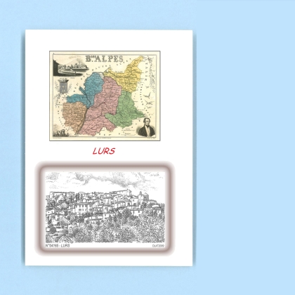 Cartes Postales impression Noir avec dpartement sur la ville de LURS Titre : vue