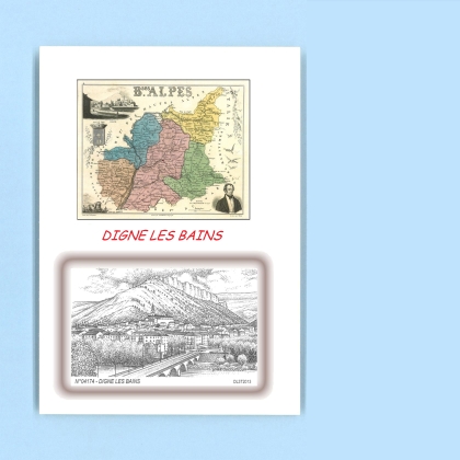 Cartes Postales impression Noir avec dpartement sur la ville de DIGNE LES BAINS Titre : vue