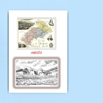 Cartes Postales impression Noir avec dpartement sur la ville de ABRIES Titre : vue de valpreveyre