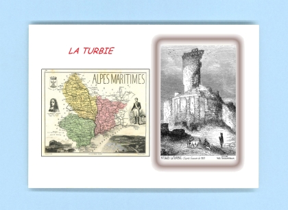 Cartes Postales impression Noir avec dpartement sur la ville de LA TURBIE Titre : vue
