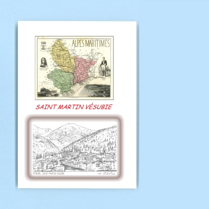 Cartes Postales impression Noir avec dpartement sur la ville de ST MARTIN VESUBIE Titre : vue