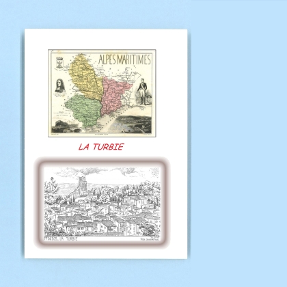 Cartes Postales impression Noir avec dpartement sur la ville de LA TURBIE Titre : vue