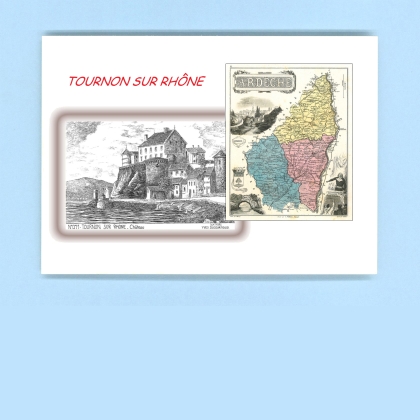 Cartes Postales impression Noir avec dpartement sur la ville de TOURNON SUR RHONE Titre : chateau
