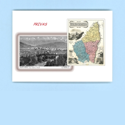 Cartes Postales impression Noir avec dpartement sur la ville de PRIVAS Titre : vue