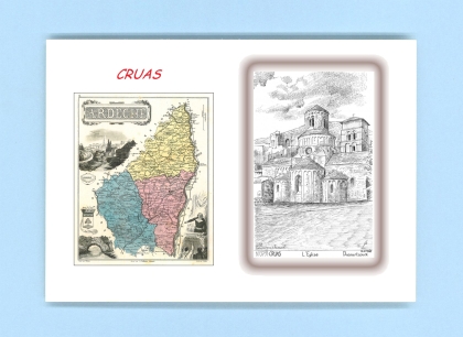 Cartes Postales impression Noir avec dpartement sur la ville de CRUAS Titre : l eglise