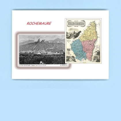 Cartes Postales impression Noir avec dpartement sur la ville de ROCHEMAURE Titre : chateau