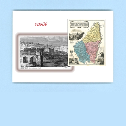 Cartes Postales impression Noir avec dpartement sur la ville de VOGUE Titre : vue