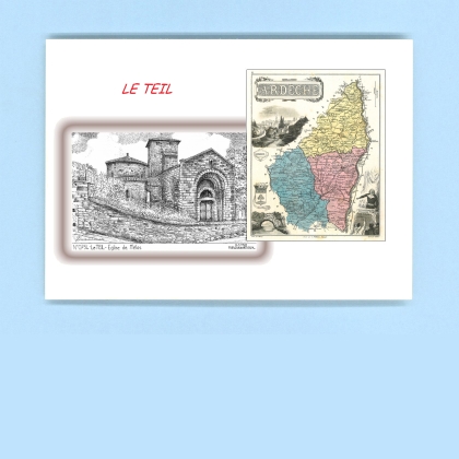 Cartes Postales impression Noir avec dpartement sur la ville de LE TEIL Titre : eglise de melas