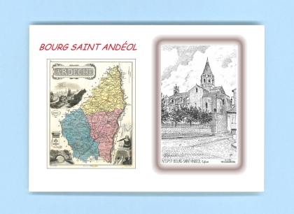 Cartes Postales impression Noir avec dpartement sur la ville de BOURG ST ANDEOL Titre : eglise